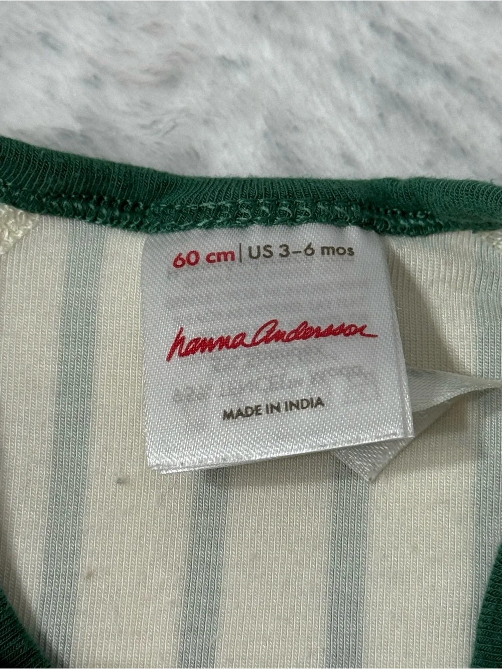 Hanna Andersson Green Cream Stripe Zip Sleeper 3-6M Baby TENCEL Holiday